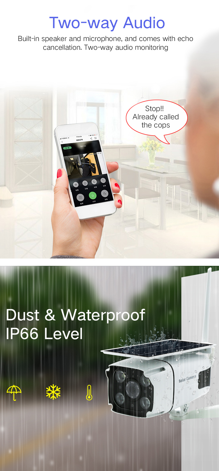 Low power Consumption Security HD Surveillance CCTV Solar wifi Camera - Image 3