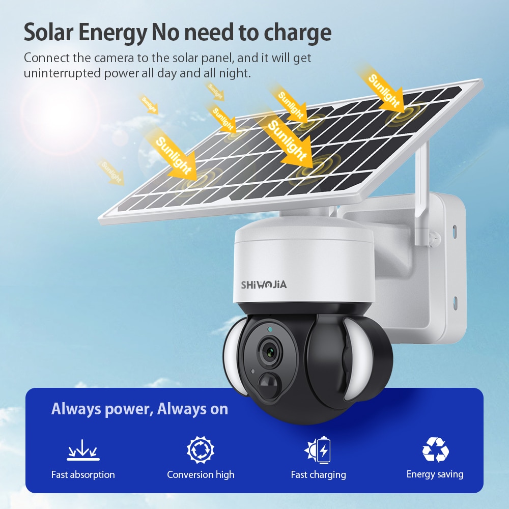 SHIWOJIA Solar Camera 4G SIM /Wifi Outdoor Wireless Cctv Cloud H265 Solar Power Garden Lights Security Surveillance Battery Cam - Image 11