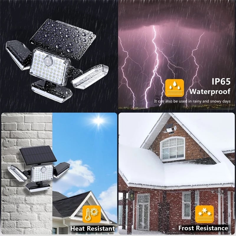 48/112/182 LED Solar Lights Outdoor Security Lamp with Ajustable Motion Sensor Spotlights IP65 Waterproof for Pathway Garden - Image 6