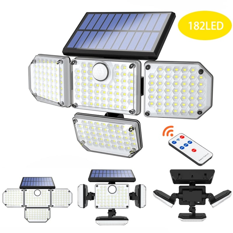 48/112/182 LED Solar Lights Outdoor Security Lamp with Ajustable Motion Sensor Spotlights IP65 Waterproof for Pathway Garden - Image 3