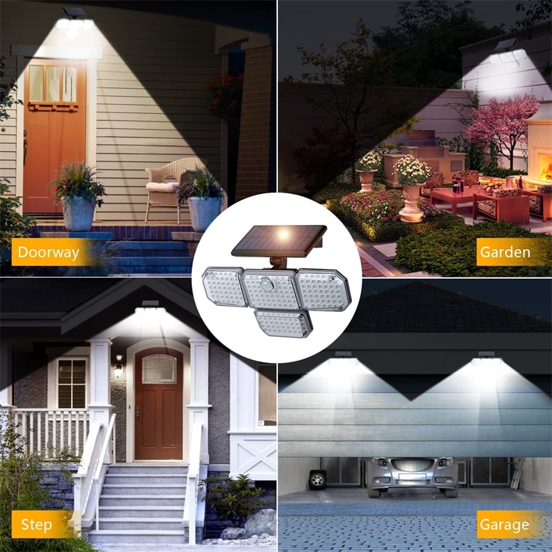 48/112/182 LED Solar Lights Outdoor Security Lamp with Ajustable Motion Sensor Spotlights IP65 Waterproof for Pathway Garden - Image 4