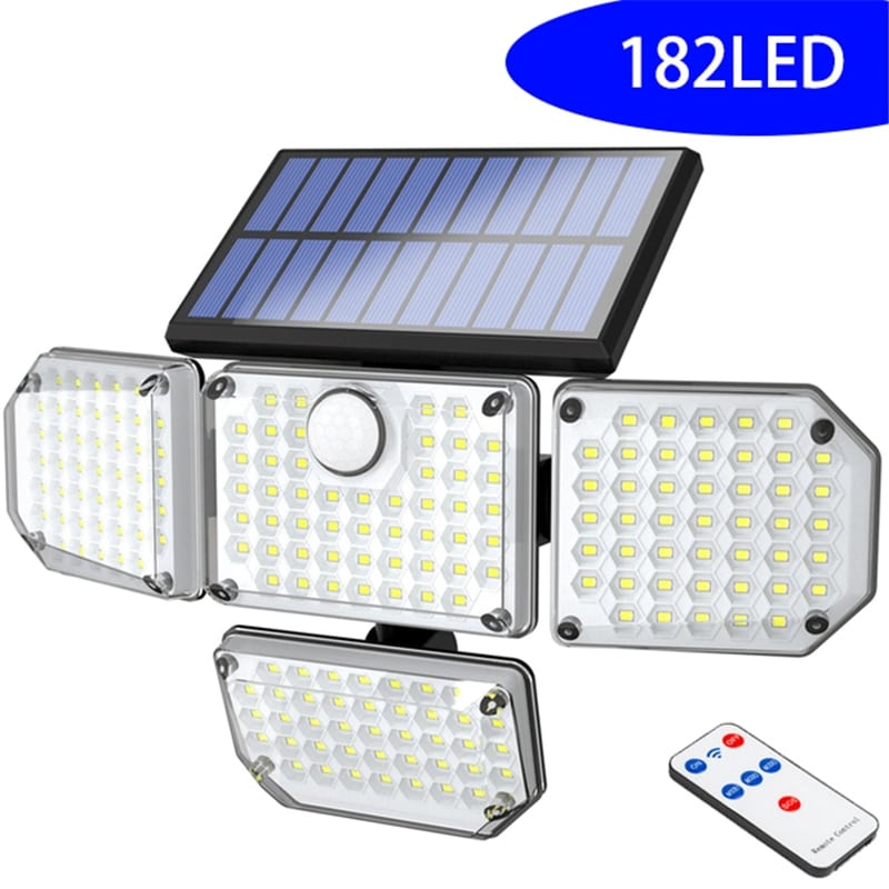 48/112/182 LED Solar Lights Outdoor Security Lamp with Ajustable Motion Sensor Spotlights IP65 Waterproof for Pathway Garden - Image 2